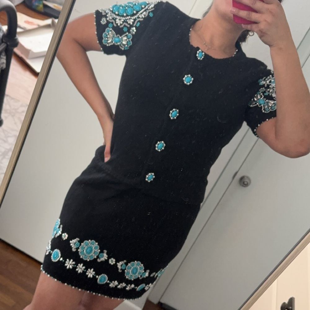 Michael Simon Beaded Dress and short sleeve jacket combo